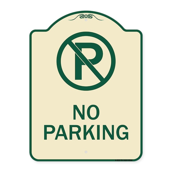 Signmission Designer Series-No Parking Large, Tan & Green Heavy-Gauge Aluminum, 24" x 18", TG-1824-9950 A-DES-TG-1824-9950 - main